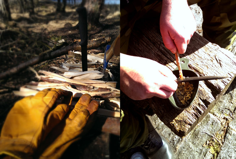Preparing firewood and tinder with the Sissipuukko